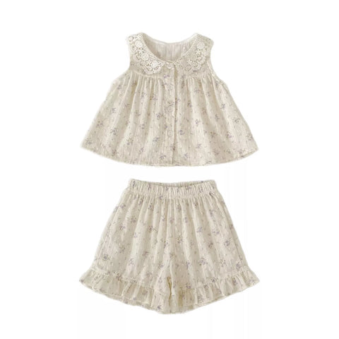 2 Pc Girls Romantic Boho Floral Print Set