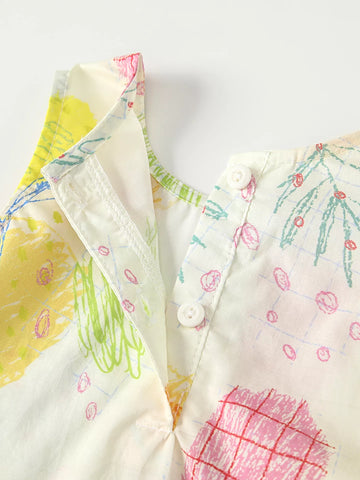 Girls Abstract Art Print Swing Dress