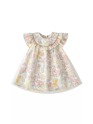 Girls Round Collar Floral Gardenia Dress