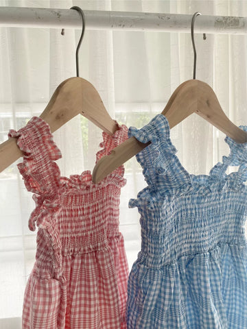 Girls Plaid Smocked Bodice Dress