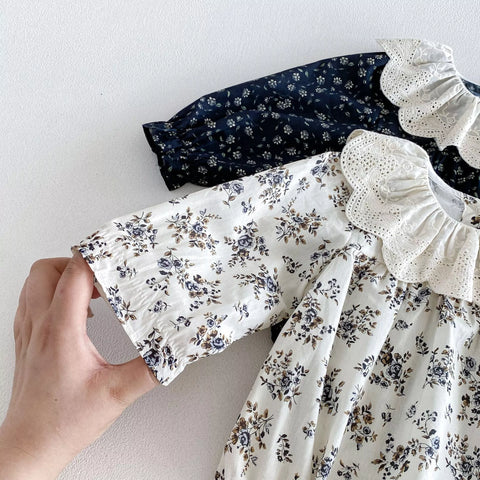 2 Pc Baby Girl Scallop Collar Paisley Print Bodysuit