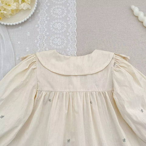 Baby Girl Floral Embroidered Ruffle Collar Blouse