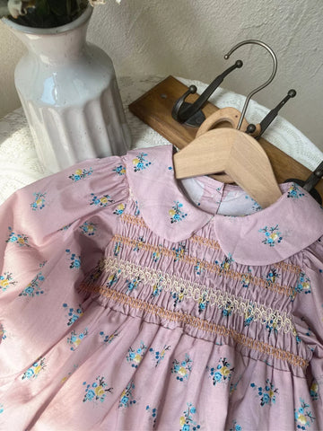 Baby Girl Floral Smocked Peter Pan Collar Dress