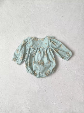 Baby Girl Floral Print Square Bib Bodysuit