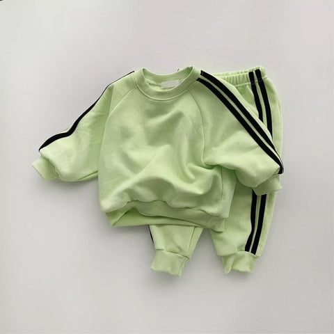 2 Pc Unisex Striped Sweatshirt & Pants Set