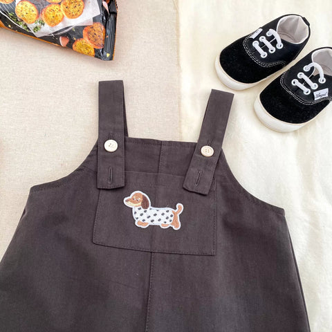 2 Pc Baby Boy Puppy Print Shirt & Overalls Set