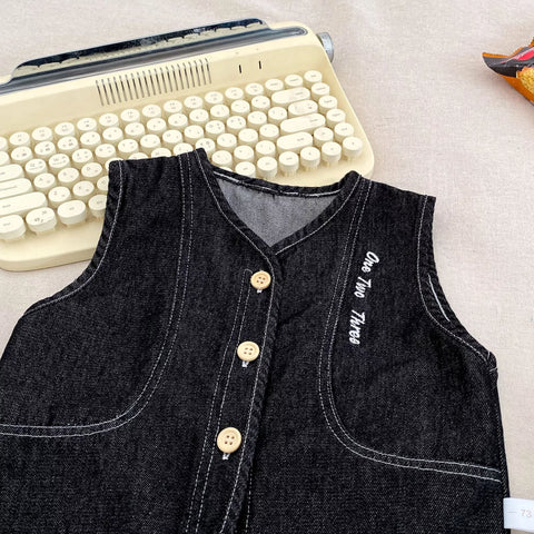 3 Pc Baby Boy Polka-Dot Shirt, Denim Vest & Pants Set