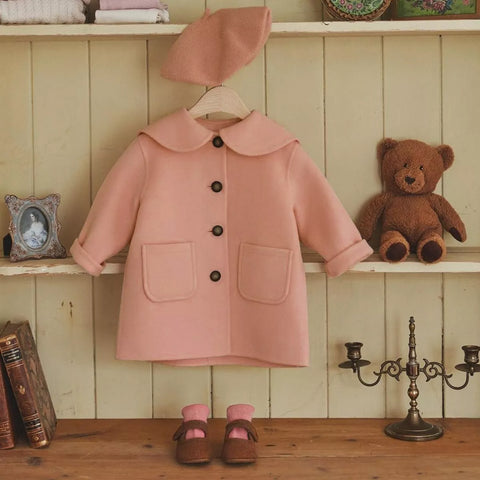 Baby Girls Peter Pan Collar Button-Up Wool Coat
