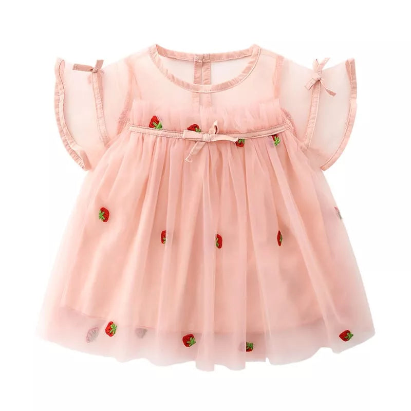 Girls Strawberry Embroider Dress