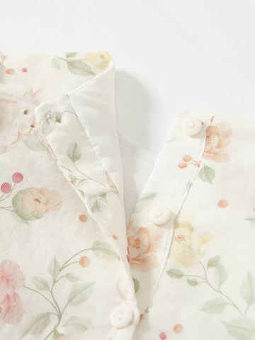 2 Pc Baby Girl Spring Flower Bunny Print Bodysuit