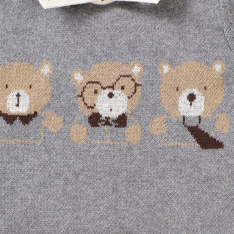 Baby Boy Knit Bear Scholar Romper