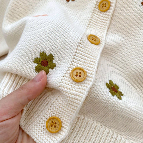 2 Pc Baby Girl Knit Cardigan and Bodysuit Set