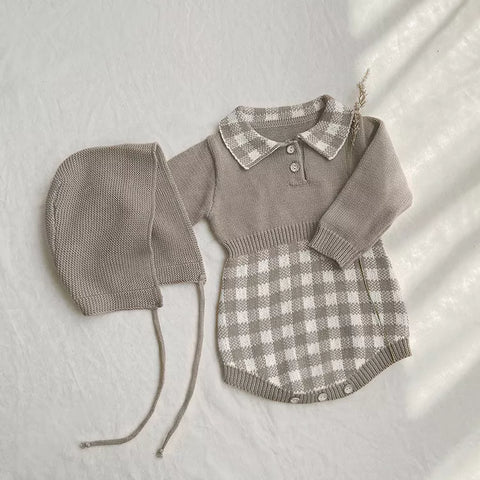 Baby Girl Knit Gingham Polo Bodysuit