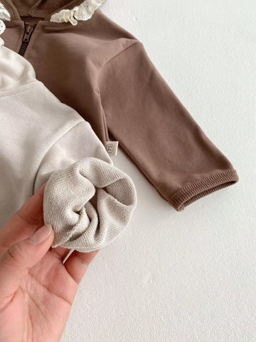 Girls Lace Ruffle Hem Hoodie