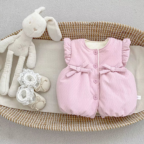 Girl Fleece Lined Puffy Bow Vest