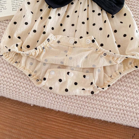 2 Pc Baby Girl Polka Dot Bow Bodysuit Set