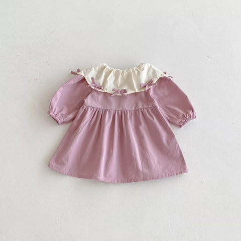 Baby Girls Bow Collar Bodysuit Dress
