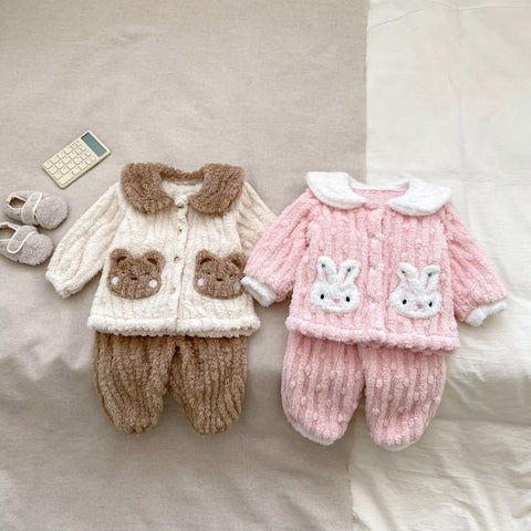 2 Pc Fleece Animal Cozy Pajamas Set