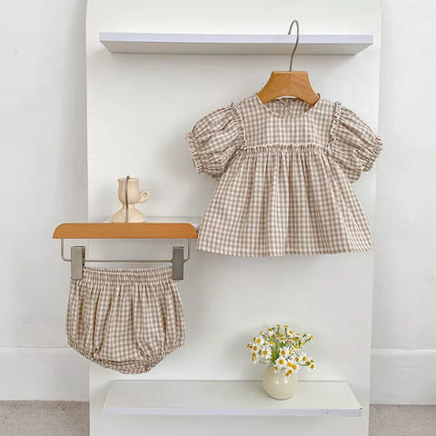 2 Pc Baby Girl Cotton Bloomer Shorts Set