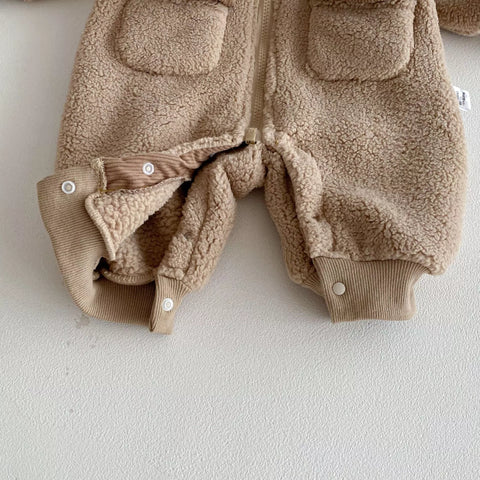 Baby Boy Sherpa Aviator Style Romper