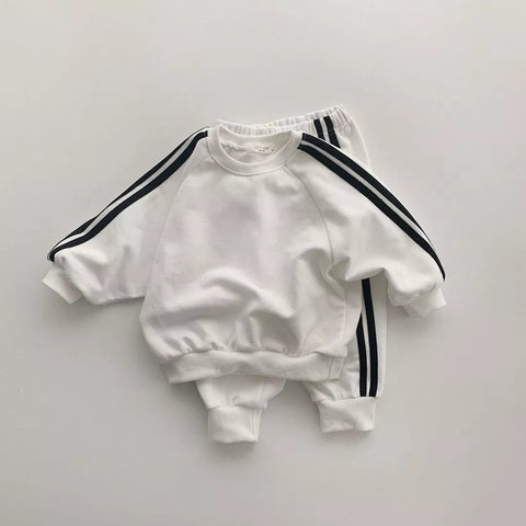 2 Pc Boy Stripe Pullover Sweatsuit