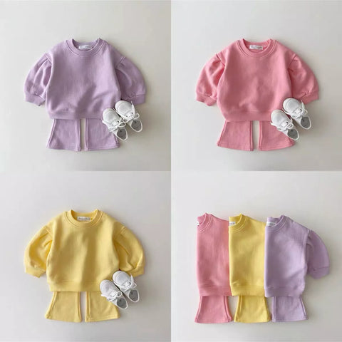 2 Pc Girls Sweat Shirt Flare Pant Set