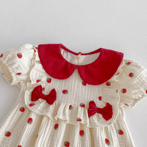 Baby Girl Strawberry Contrast Collar Bodysuit