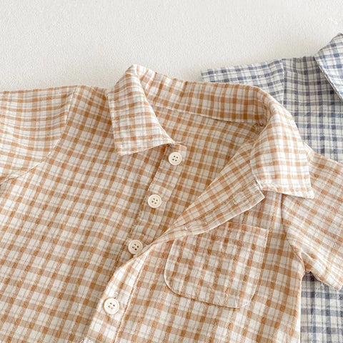 Baby Boy Summer Plaid Polo Romper