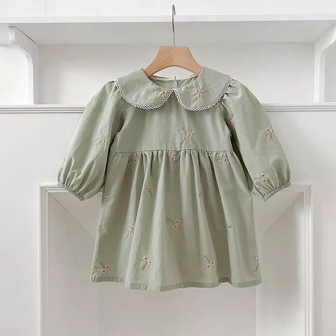 Girls Mini Daisy Peter Pan Collar Dress/Bodysuit