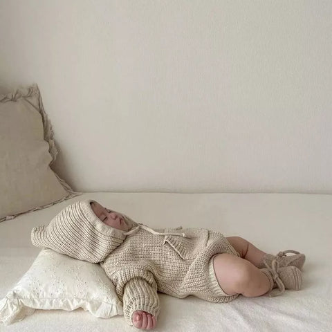 Baby Knitted Hooded Bodysuit