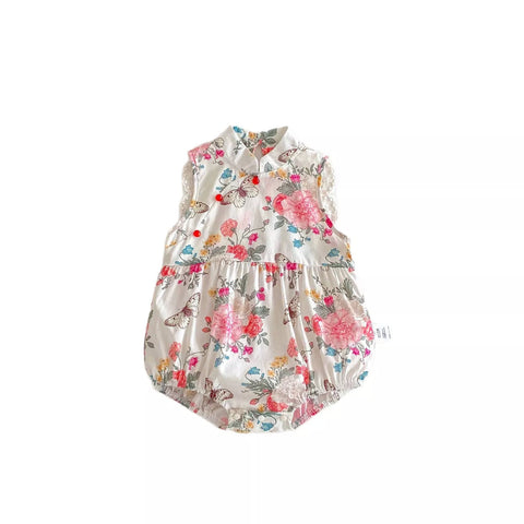 Baby Girl Spring Butterfly Qipao Style Bodysuit