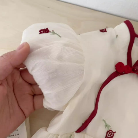 Baby Girl Rose Cheongsam Short Sleeve Bodysuit