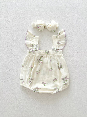 2 Pc Baby Girl Lavender Bodysuit with Headband