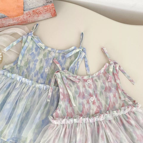 Baby Girl Watercolor Tulle Skirt Bodysuit