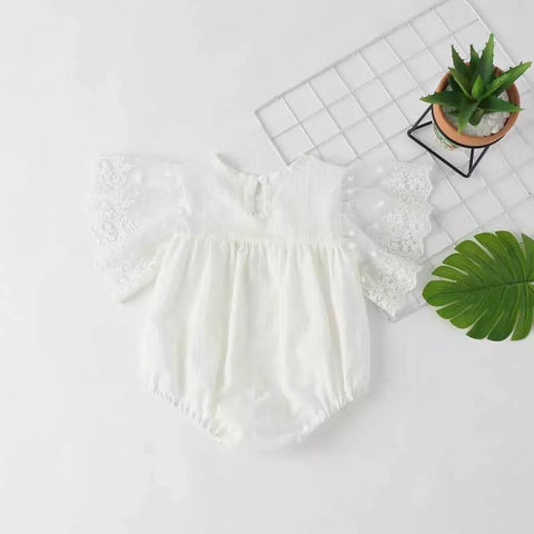 Baby Girl Crochet Lace Winged Bodysuit