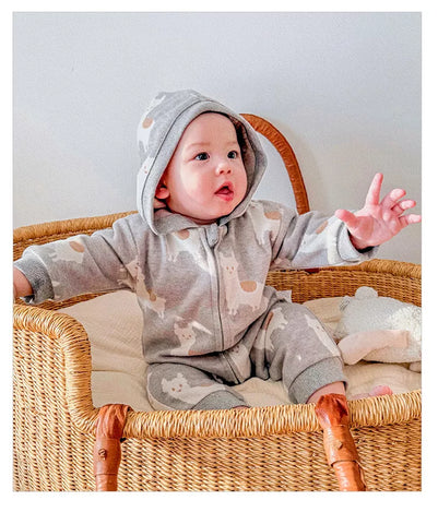 Baby Fleece Lined Animal Knitted Hooded Romper