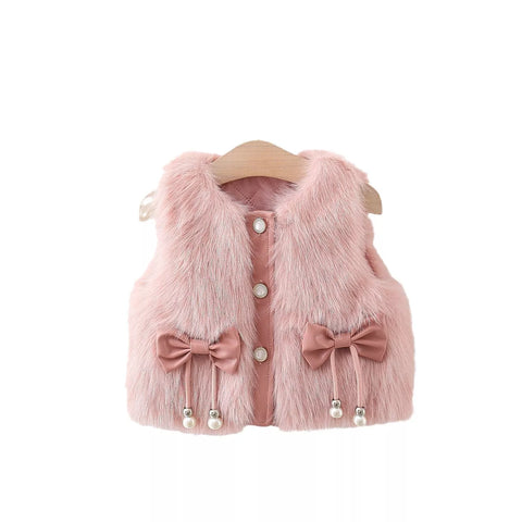 Girls Fur Bow Detail Vest