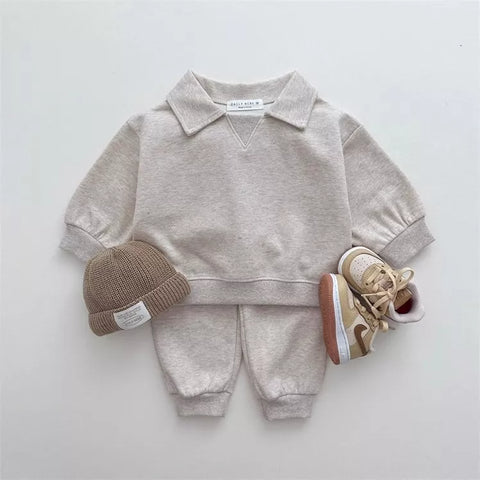 2 Pc Baby Toddler Collar Sweatshirt & Pants Set