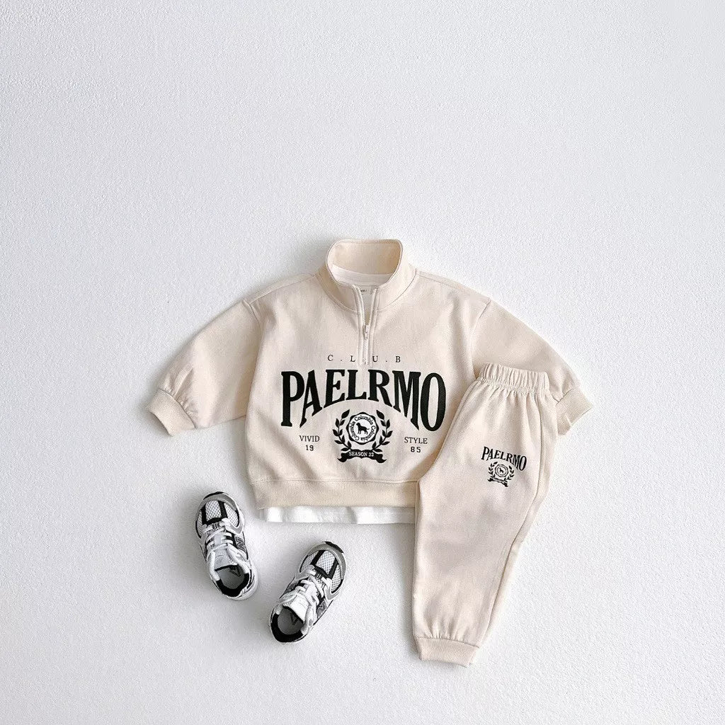 2 Pc Baby Toddler Quarter Zip Palermo Sweatsuit Set