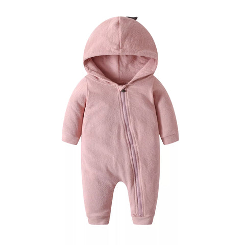 Baby Hooded Dinosaur Zip up Romper