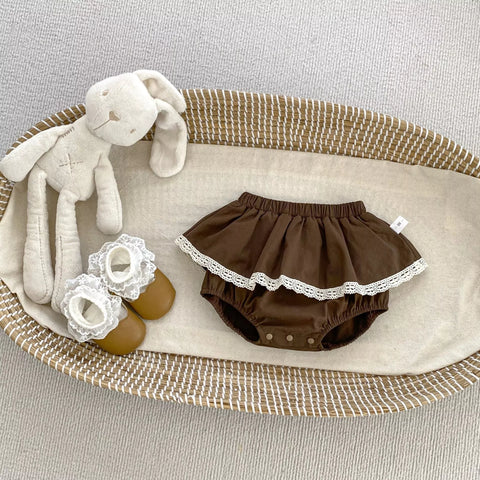 2 Pc Baby Girl Collar Shirt w/ Bloomer Skirt