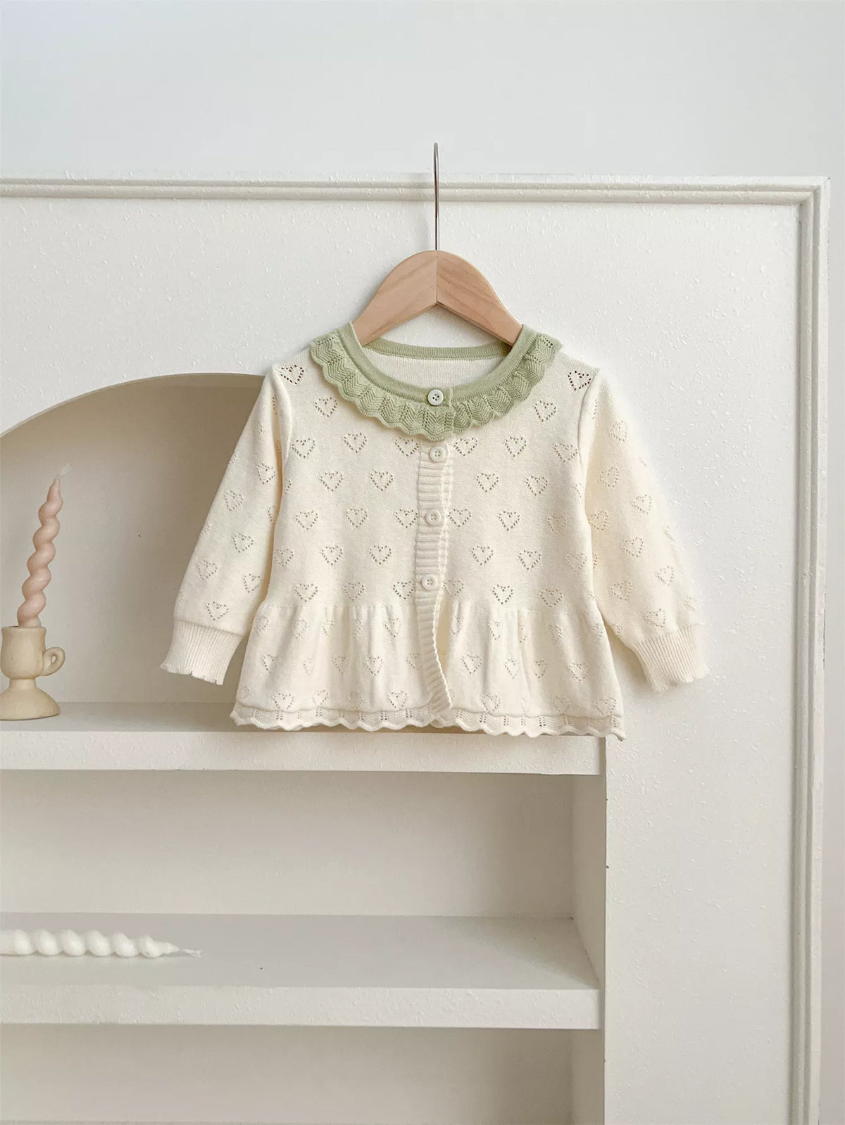 Baby Girl Hearts Peplum Cardigan Sweater