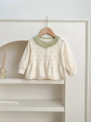Baby Girl Hearts Peplum Cardigan Sweater
