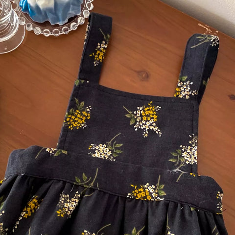 2 Pc Baby Girl Floral Bouquet Overall w/ Long Sleeve Top Set
