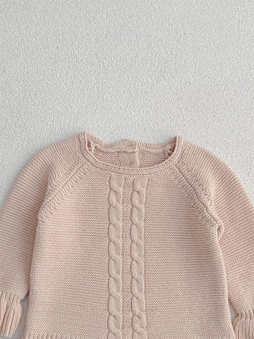 2 Pc Baby Girls Peplum Knit Sweater w/ Hat