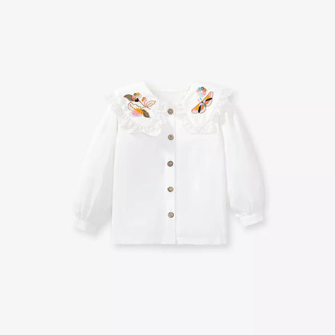 2 Pc Girls Cotton Overall Dress with Collar Shirt