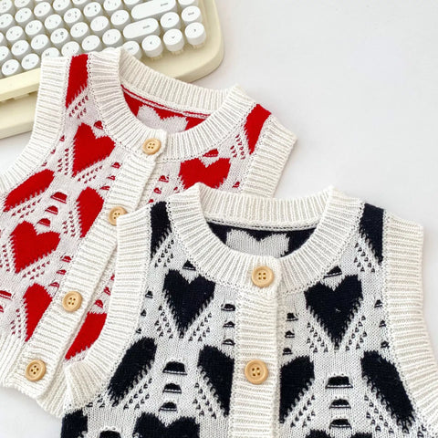 Baby Girl Hearts Knit Sweater Vest