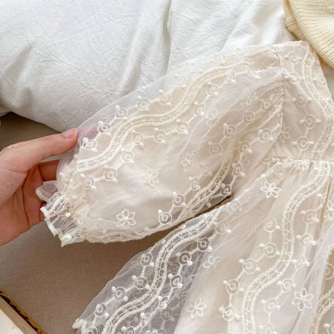 Baby Girl Romantic Lace Square Neck Dress