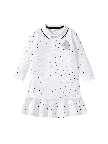 Girls Polka Dot Unicorn Polo Dress