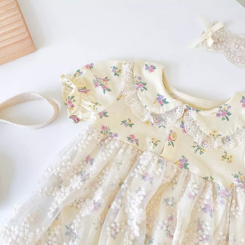 Baby Girl Lace and Floral Collar Sun Dress